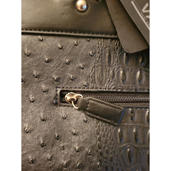 NWTPut It All in Here Vegan Leather Large Ostrich Print Tote Fashion Handbag Blk - Picture 5 of 12